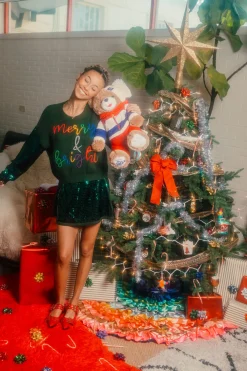 Green Shard Sequin Skirt