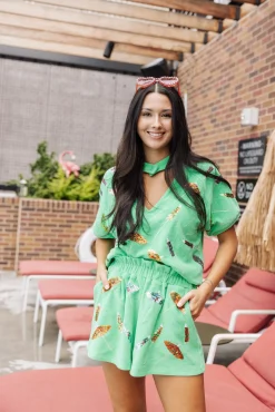 Green Terry Cloth Cut Out Umbrella Top