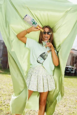 Green Tweed Pleated Skort