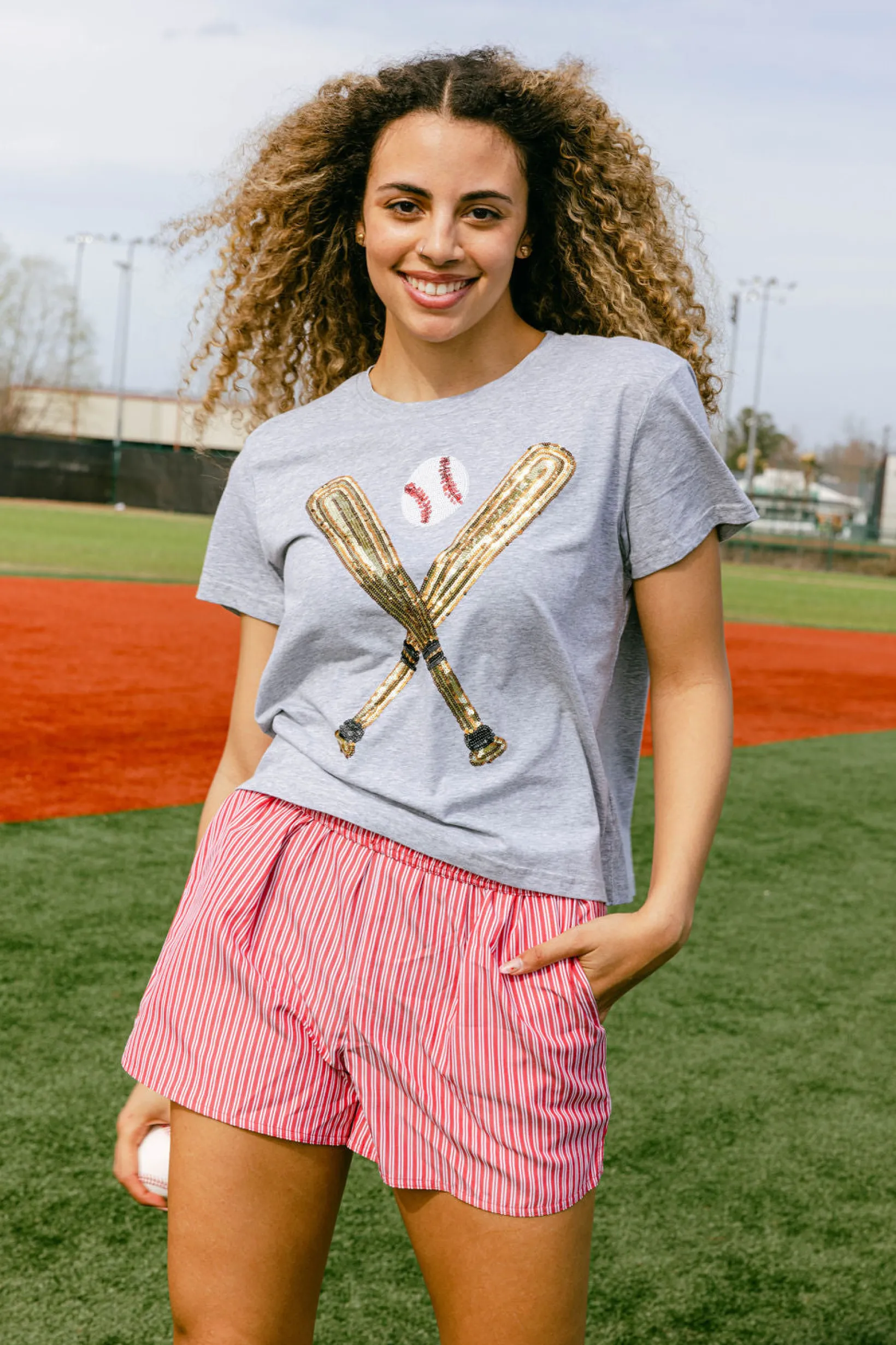 Grey & Gold Baseball Tee