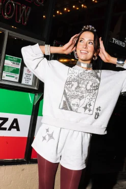 Grey & Silver Tonal QOS Logo Sweatshirt