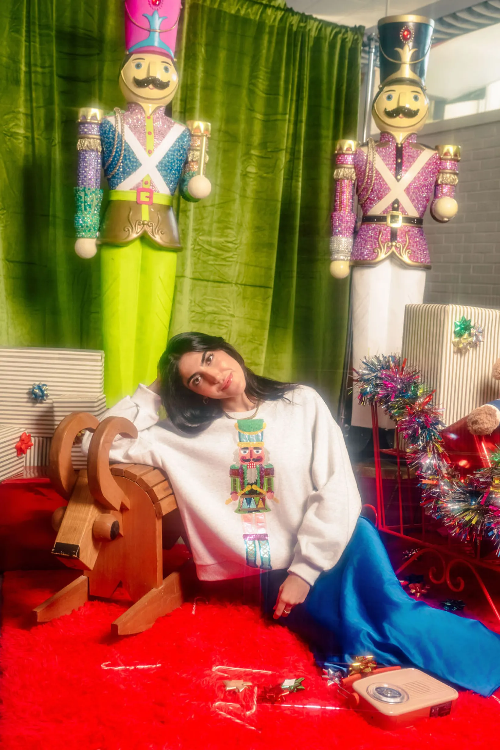 Grey Colorblock Drummer Nutcracker Sweatshirt