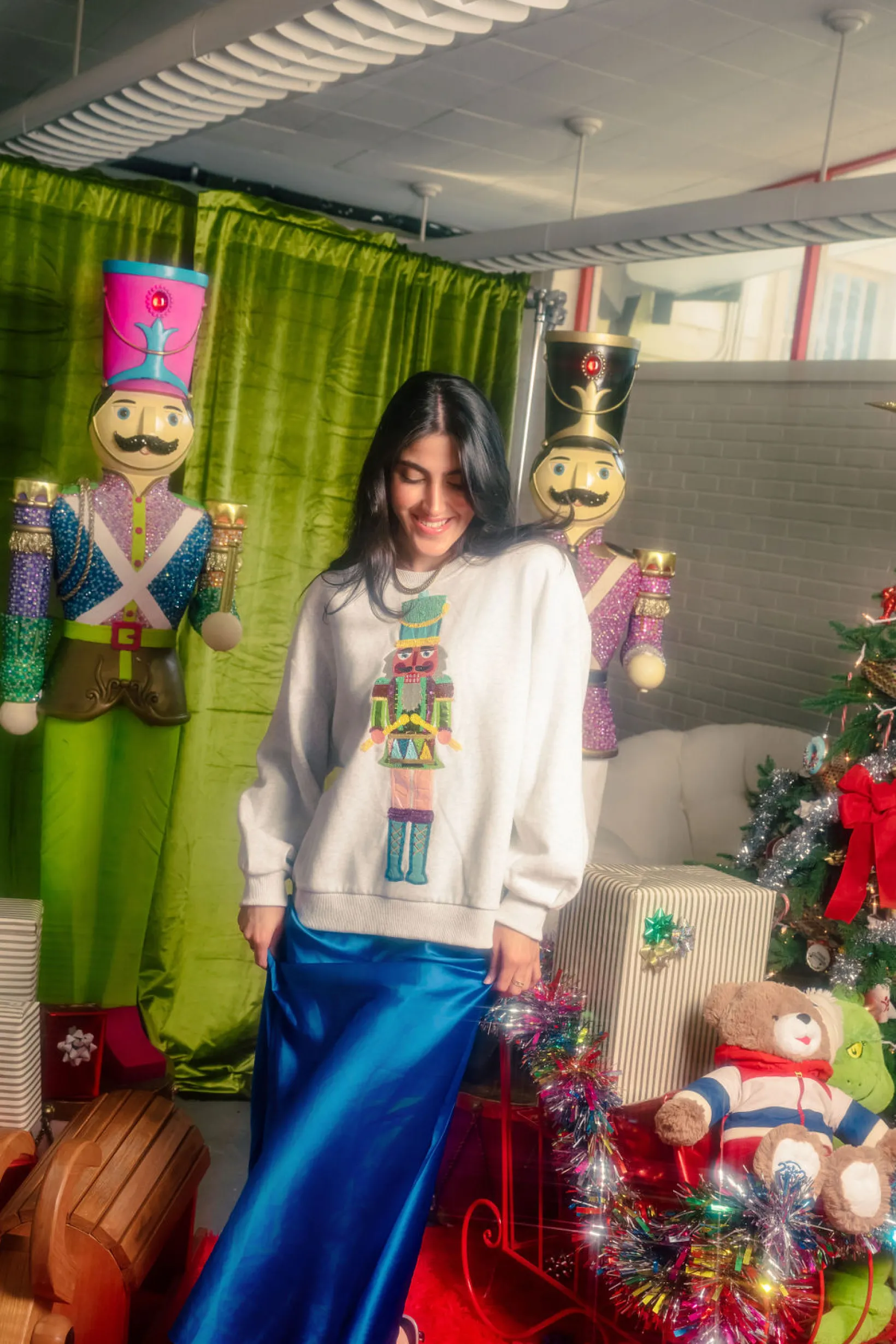 Grey Colorblock Drummer Nutcracker Sweatshirt