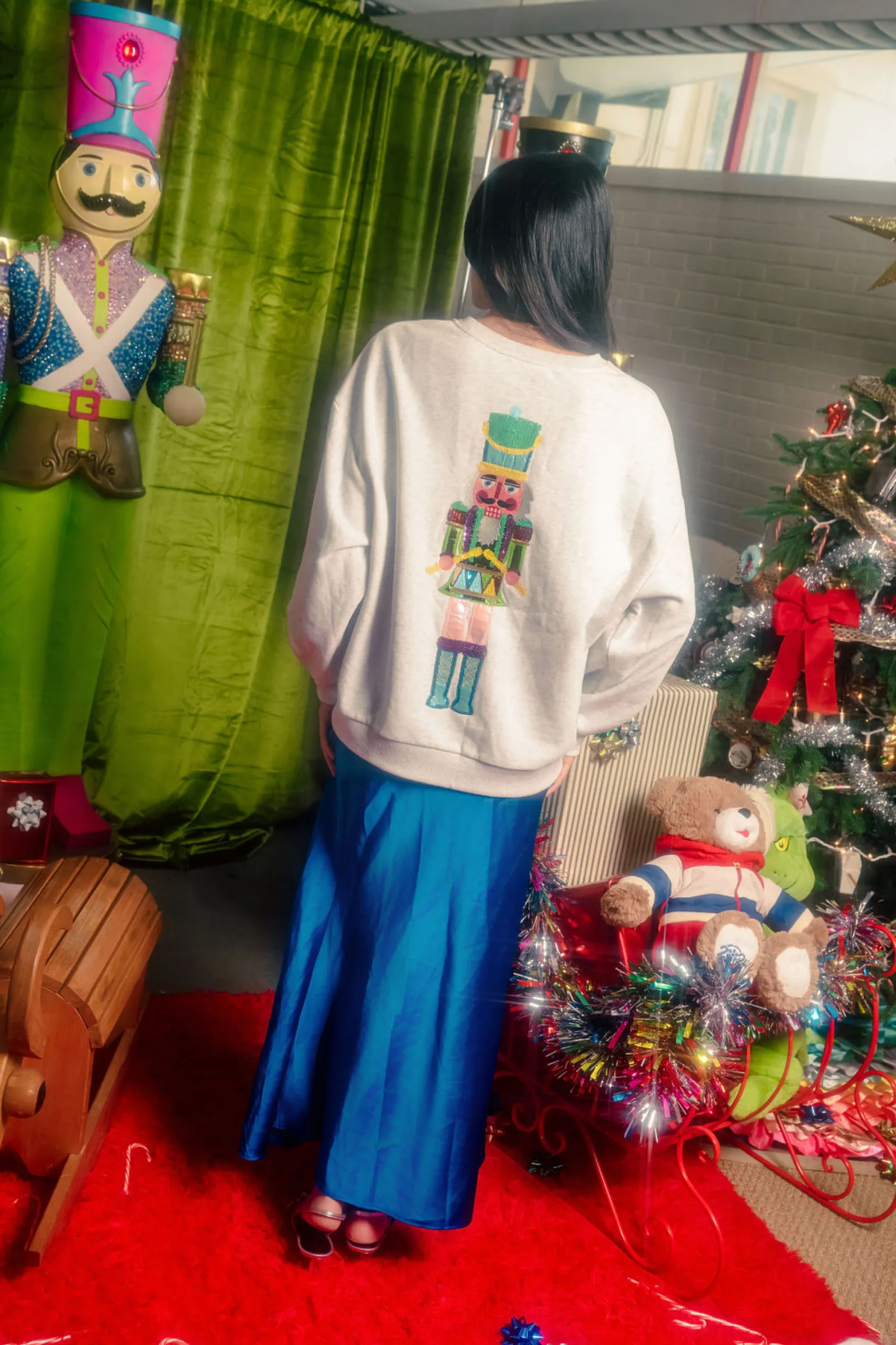 Grey Colorblock Drummer Nutcracker Sweatshirt