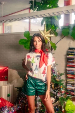 Grey Colorblock Trees Tee