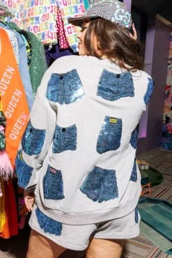 Grey Jean Queen Shorts