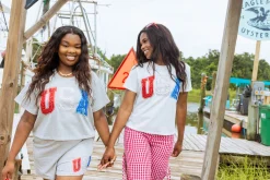 Grey Rhinestone 'USA' Top