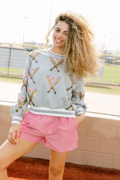 Grey Scattered Baseball Bat Sweatshirt