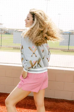 Grey Scattered Baseball Bat Sweatshirt