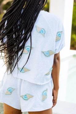 Grey Scattered Beaded Shell Top