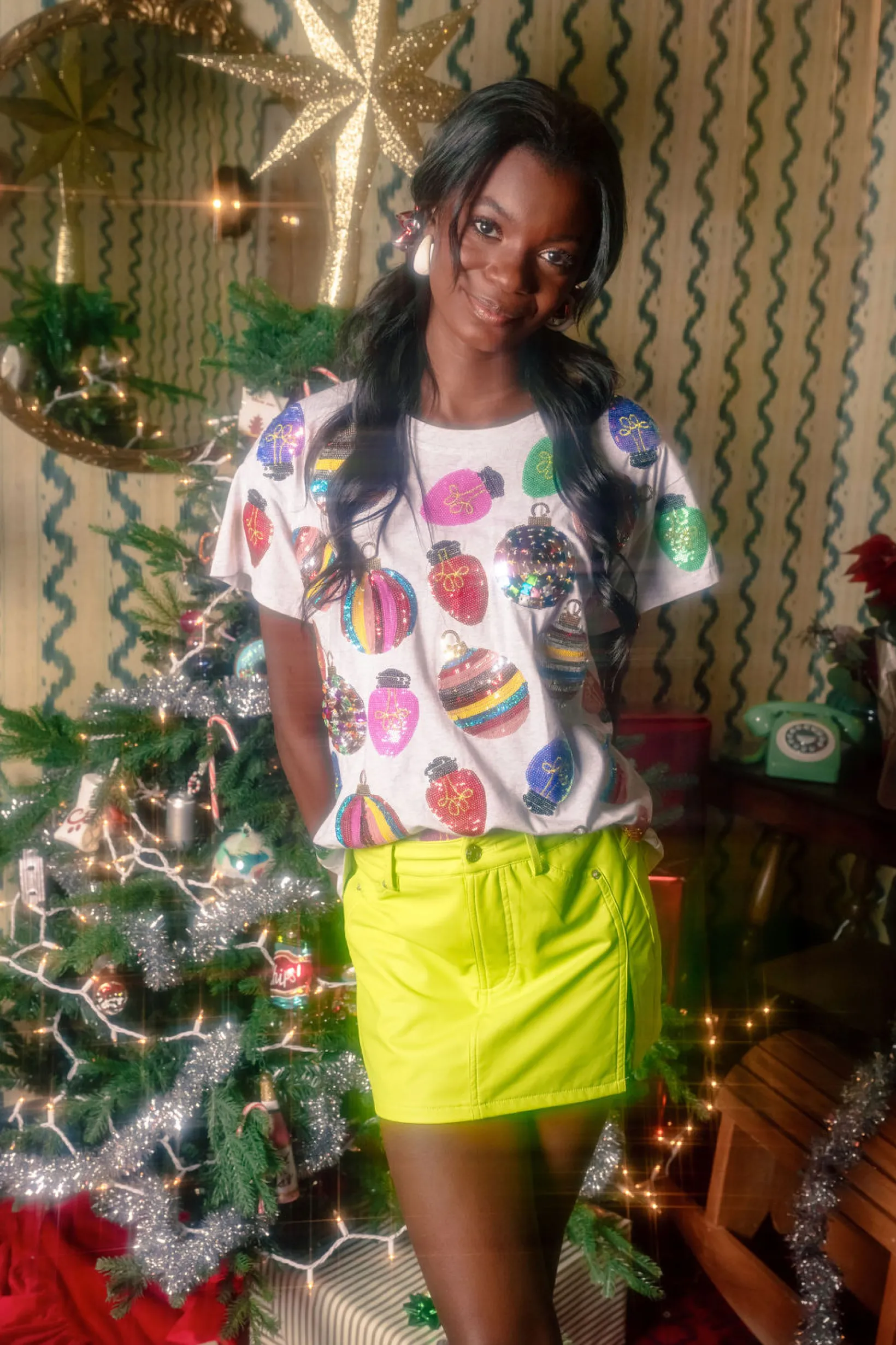 Grey Scattered Multi Ornament & Light Tee