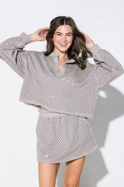 Grey Scattered Rhinestone Skort