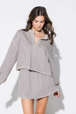 Grey Scattered Rhinestone Skort