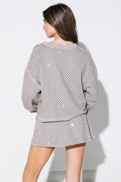 Grey Scattered Rhinestone Skort