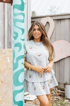 Grey Sunburst Ring Top