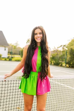 Hot Pink & Apple Active Rhinestone Short