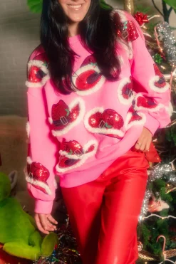 Hot Pink Christmas Cowboy Hat Sweatshirt
