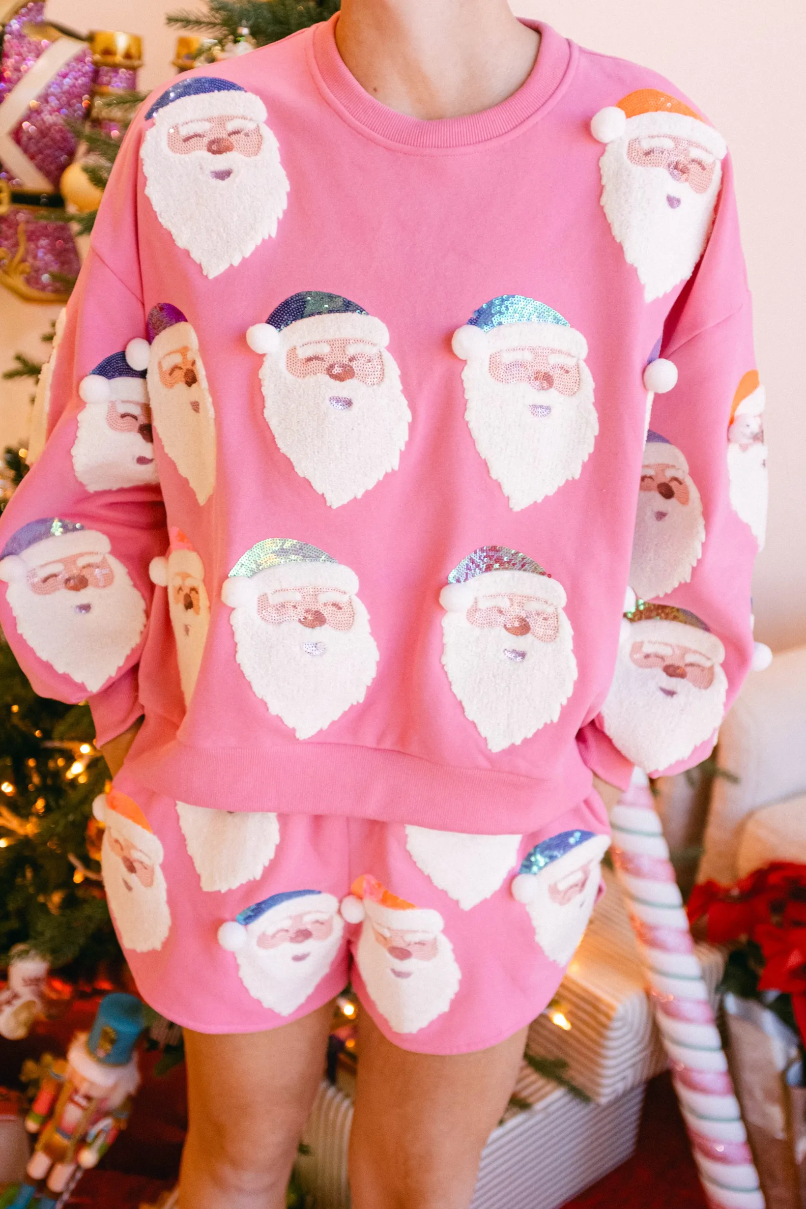 Hot Pink Fair Skin Santa Sweatshirt
