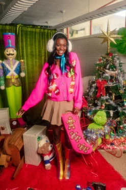 Hot Pink Gingerbread Cardigan