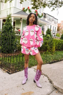 Hot Pink Medium Skin Santa Sweatshirt