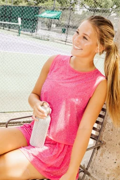 Hot Pink Rhinestone Active Short