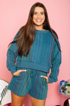 Indigo & Rainbow Pearl Stripe Short