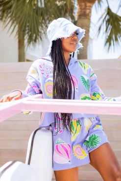 Indigo Colorblock Shell Collar Sweatshirt