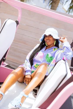 Indigo Colorblock Shell Collar Sweatshirt