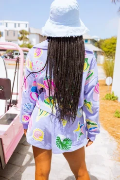 Indigo Colorblock Shell Collar Sweatshirt