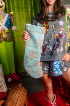 ITES x Sami Riccioli x Queen of Sparkles Light Blue Snowflake Stocking