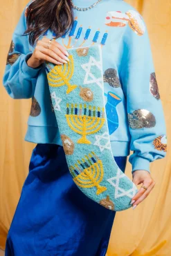 ITES x Sami Riccioli x Queen of Sparkles Blue Hanukkah Stocking