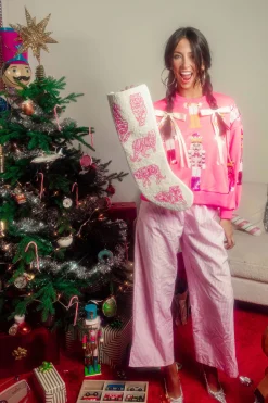 ITES x Sami Riccioli x Queen of Sparkles White & Pink Tiger Stocking