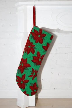 ITES x Sami Riccioli x Queen of Sparkles Green Poinsettia Stocking