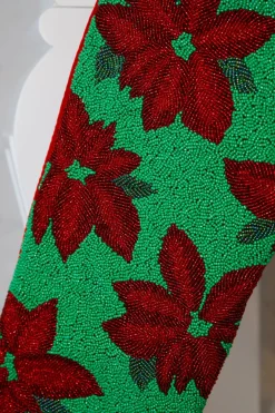 ITES x Sami Riccioli x Queen of Sparkles Green Poinsettia Stocking