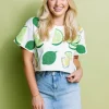Ivory lime & Tequila Shot Short Sleeve Top