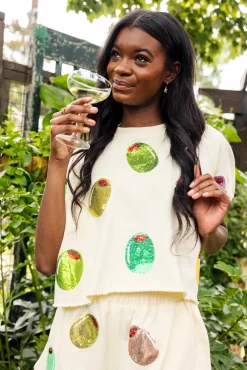 Ivory Multi Olive Short Sleeve Top