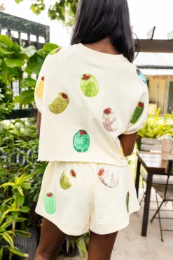 Ivory Multi Olive Short Sleeve Top