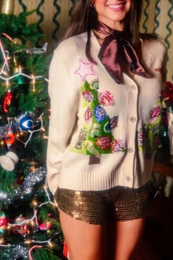 Ivory Shell Christmas Tree Cardigan