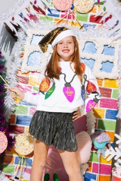 Kids Black & Silver Pleat Swing Shorts