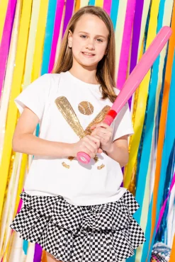 Kids Black & White Checkered Smocked Skort