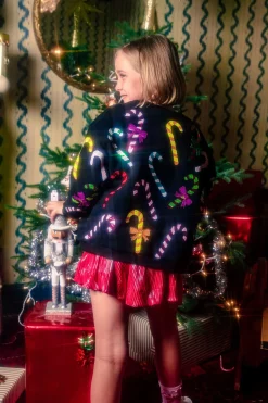 Kids Black Rainbow Candy Canes Sweatshirt