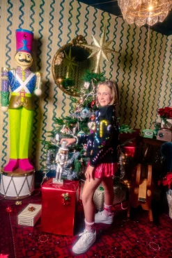 Kids Black Rainbow Candy Canes Sweatshirt