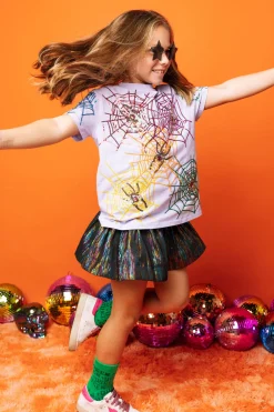 Kids Black Rainbow Leather Swing Shorts