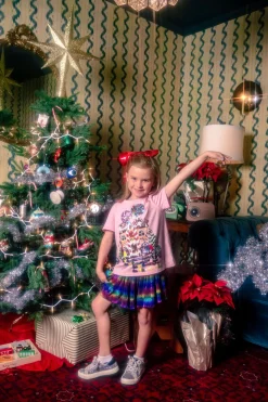 Kids Blue Rainbow Pleat Swing Shorts