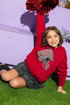 Kids Crimson & White Houndstooth Helmet Sweatshirt