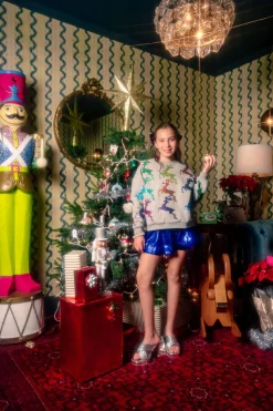 Kids Grey & Multi Scatter Reindeer Sweatshirt