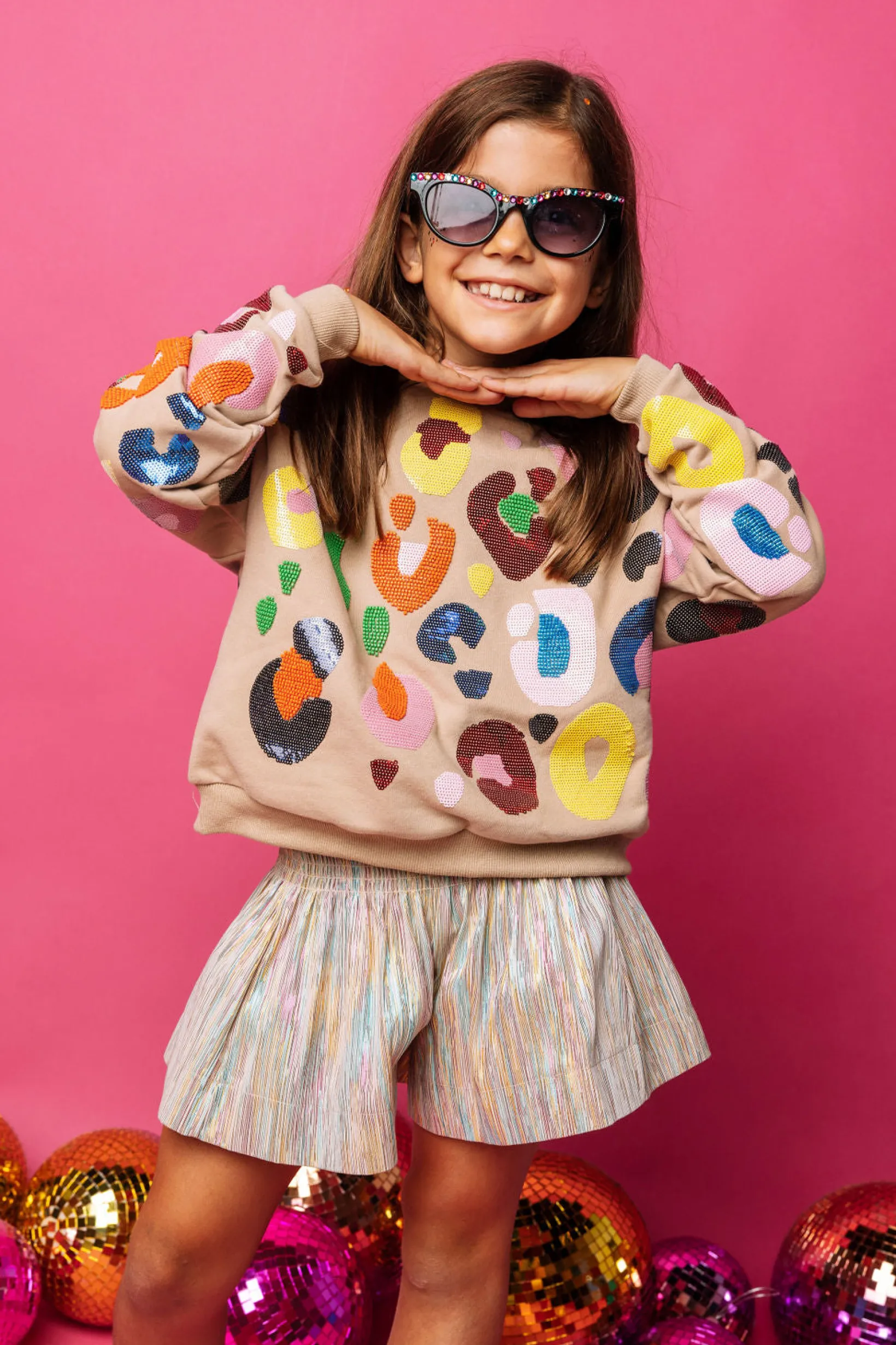 Kids Ivory Rainbow Leather Swing Shorts