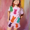 Kids Lavender Multi Peeps Short