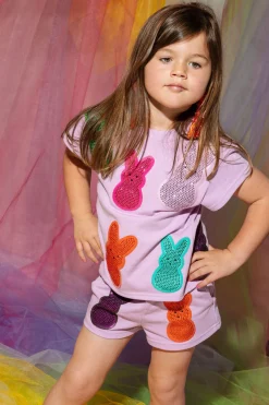 Kids Lavender Multi Peeps Top
