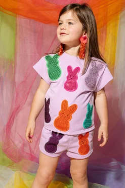 Kids Lavender Multi Peeps Short